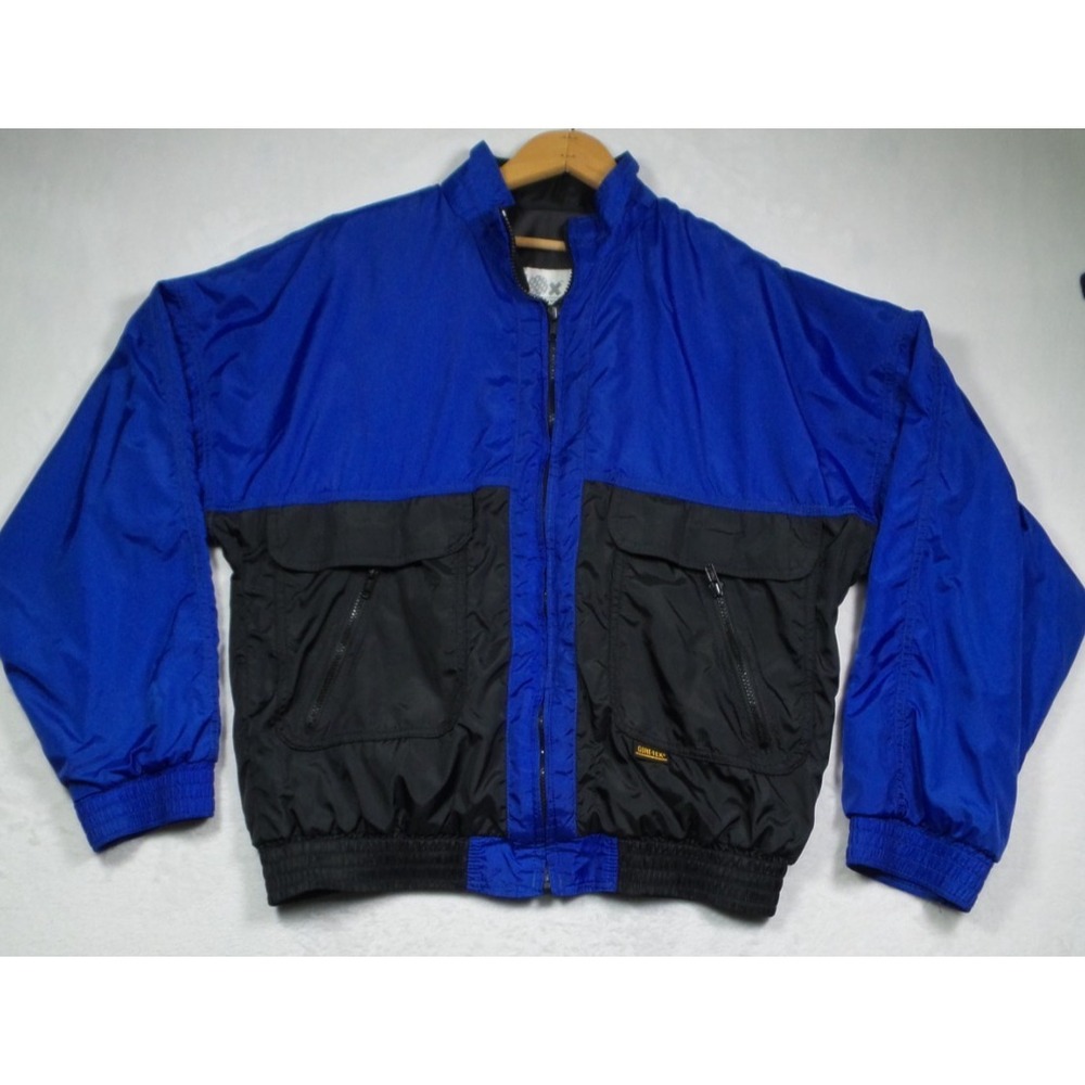 Vintage 10X Gore-Tex Jacket Mens Size Large Blue Black Rainwear Full Zip Pockets